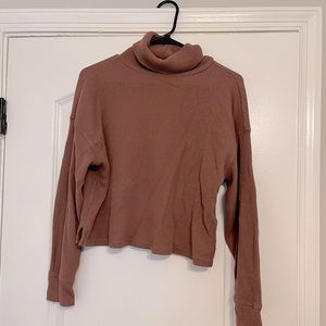 Abercrombie Waffle Cropped Turtleneck Sweater